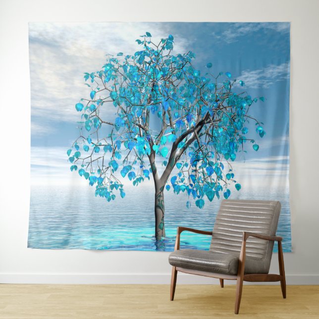 Tenture Arbre Bleu Cristal (En situation (horizontale))