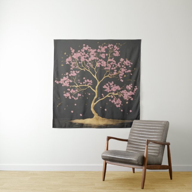 Tenture Arbre cerise en fleurs (En situation)