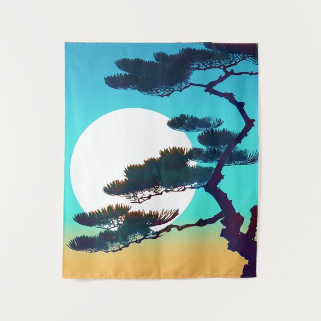 Tenture Arbre Cypress et Pleine lune (Devant)