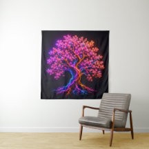 Arbre de Cerisier Fleurissant Néon Vibrant avec Ar