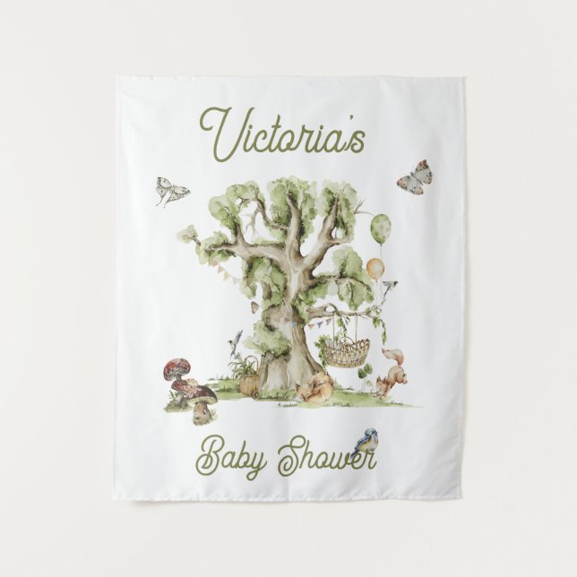 Tenture Arbre de la forêt Baby Shower Berceau d'animaux (Devant)