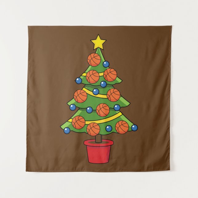 Tenture Arbre de Noël de basket-ball (Devant)