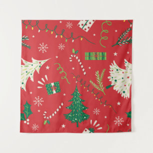 Tenture Arbre de Noël vintage : design ornemental.