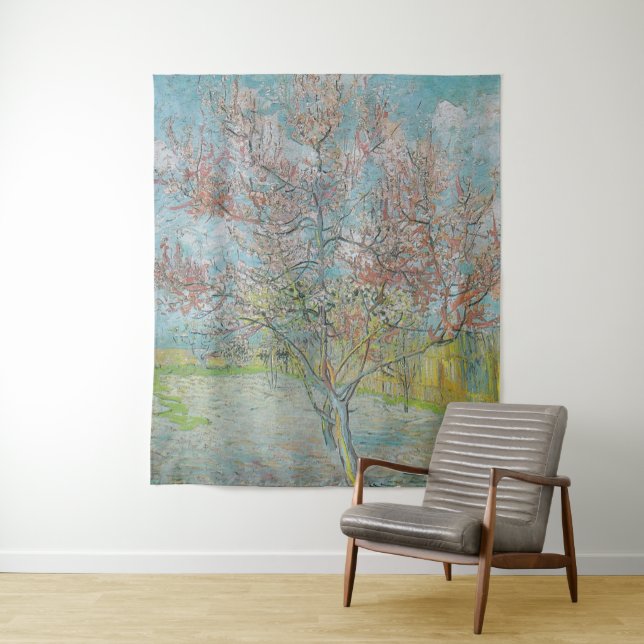 Tenture Arbre de pêche à fleurs (En situation)