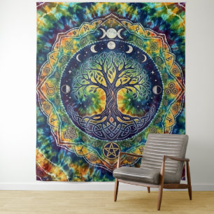Tenture Arbre de Vie Arc-en-Ciel Teint Tie-Dye