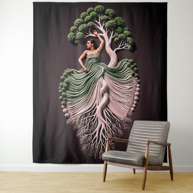 Tenture Arbre Élégant Woman Wall Art - 3D Nature inspiré (En situation)