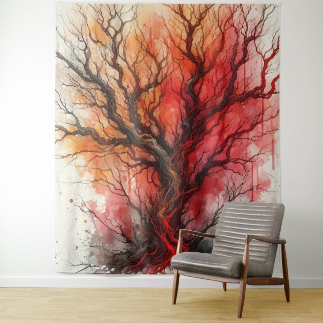 Tenture Arbre mort 2 - Aquarelle (En situation)
