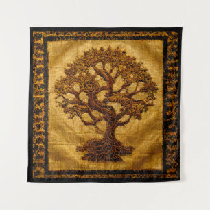 Tenture Arbre rustique Brown d'or antique de LIfe par kedo
