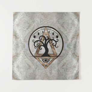 Tenture Arbre spirale dorée - Géométrie sacrée