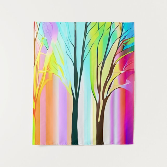 Tenture Arbres Abstraits dans les pastels multicolores (Devant)
