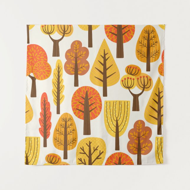 Tenture Arbres d'automne, motif sans soudure. (Devant)