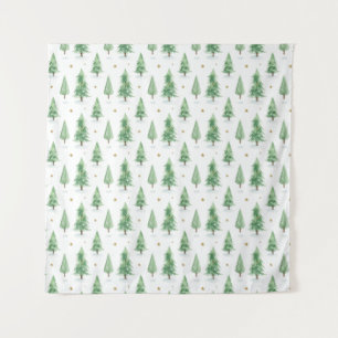 Tenture Arbres de Noël à l'aquarelle motif sans couture