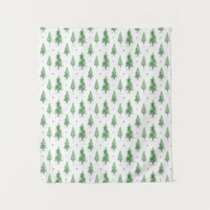 Tenture Arbres de Noël à l'aquarelle motif sans couture