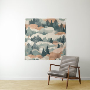 Tenture Arbres et montagnes Boho Résumé Conception
