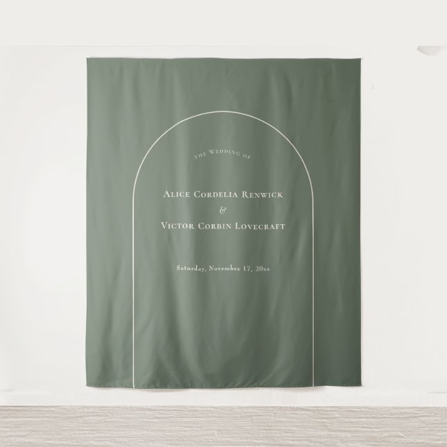 Tenture Arc Boho simple Sage Vert Mariage Photo fond (Devant)