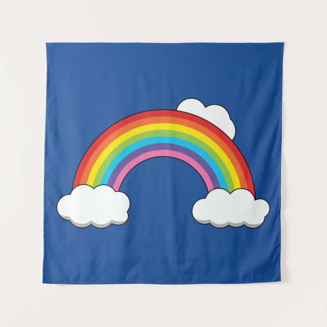 Tenture Arc en ciel avec nuages blancs (Devant)