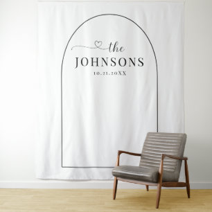 Tenture Arc noir et blanc Mariage ou fond d'anniversaire