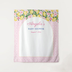Tenture Arch Girl Citrons rose Baby shower Photo fond