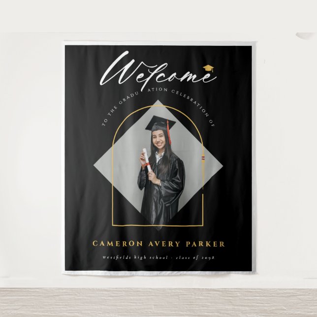 Tenture Arch Tassels Photo Graduation Welcome Backdrop (Devant)