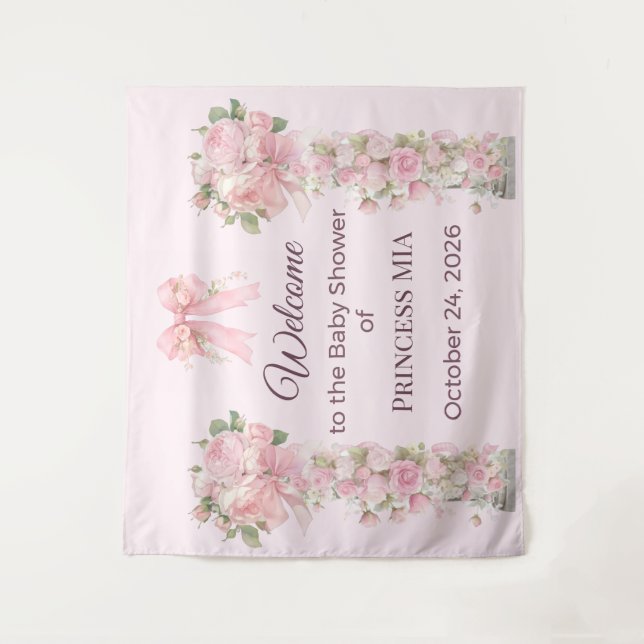 Tenture Arche florale rose princesse toile de fond pour Ba (Devant)