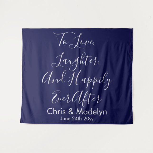 Tenture Argent et marine Mariage arrière-plan Photo Booth  (Devant (Horizontal))