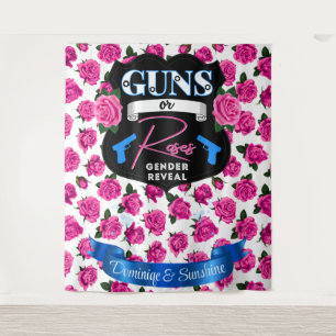 Tenture Armes ou Roses rose/bleu Baby shower de révélation