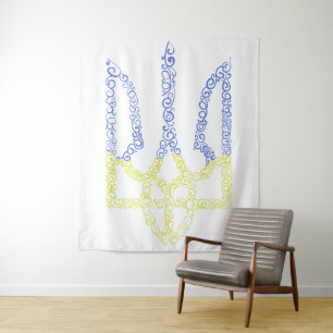 Tenture Armoiries de l'Ukraine trident motif de la spirale