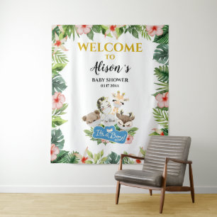 Tenture ARRIÈRE-Baby shower garçon Cute Gold Safari Frie