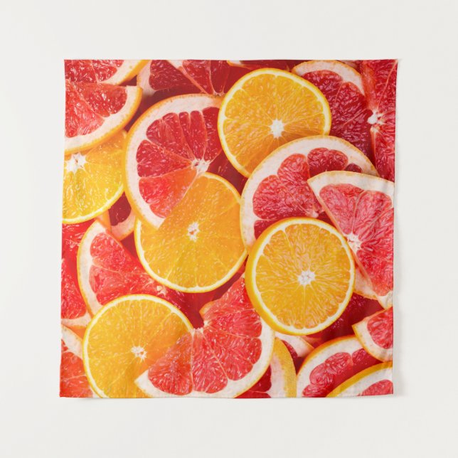 Tenture Arrière-fond orangé et pamplemousse frais (Devant)