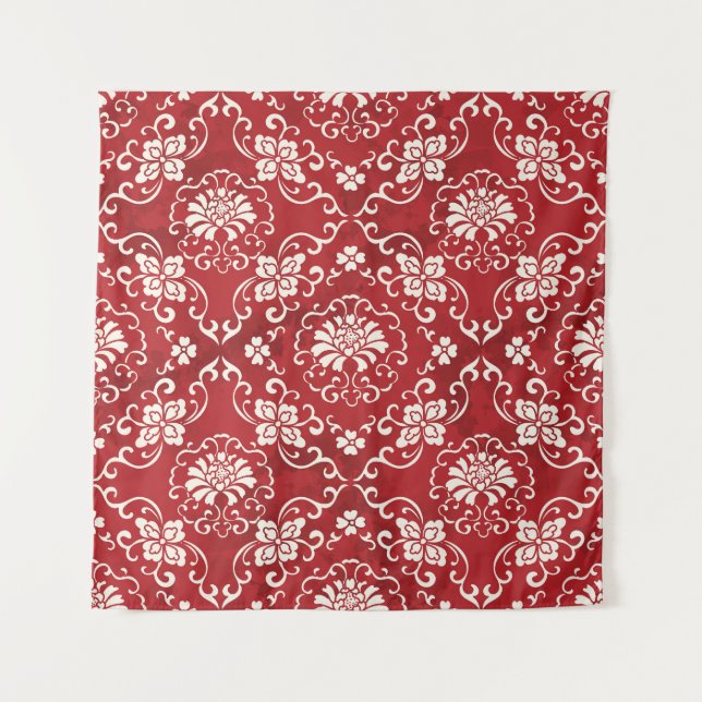 Tenture Arrière - plan chinois en spirale rouge fleur. (Devant)