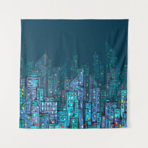 Tenture Arrière - plan de Cityscape de nuit. Illustration 