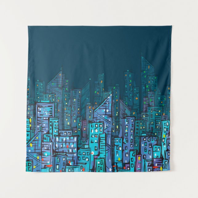 Tenture Arrière - plan de Cityscape de nuit. Illustration  (Devant)