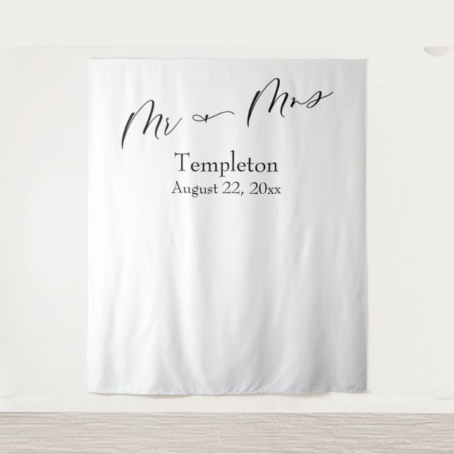 Tenture Arrière-plan de photo simple Mr & Mrs écriture élé (Devant)