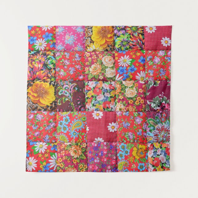 Tenture Arrière - plan de surface à patchwork floral artis (Devant)