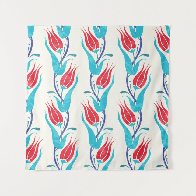 Tenture Arrière - plan de tulipes. Motif turc traditionnel (Devant)