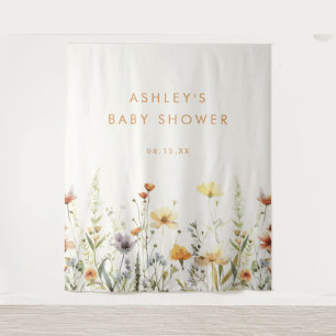 Tenture Arrière-plan du Baby shower Fleur sauvage rustique