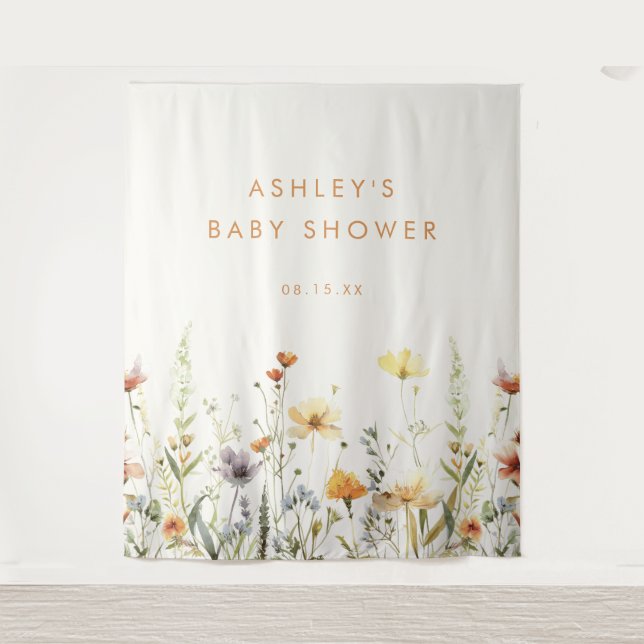 Tenture Arrière-plan du Baby shower Fleur sauvage rustique (Devant)