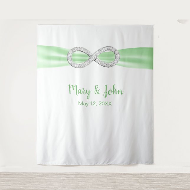 Tenture Arrière-plan du Mariage d'infinité du ruban vert (Devant)