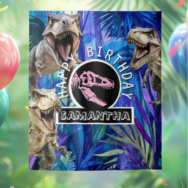 Tenture Arrière-plan en T rose (Transform your space with the stunning Pink Roaring T-Rex Backdrop! )