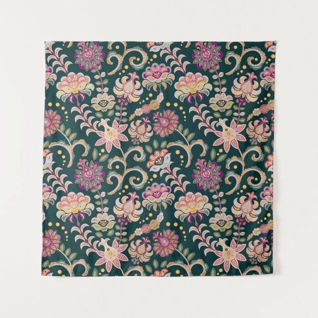 Tenture Arrière - plan floral rose foncé (Devant)
