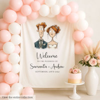 Arrière-plan mariage Aquarelle Quirky Couple Bride