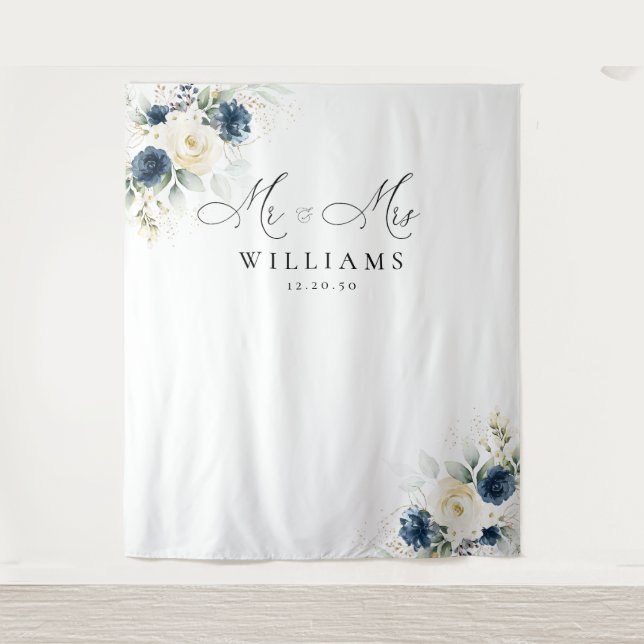 Tenture Arrière-plan Mariage de la Marine bleu et blanc (Devant)