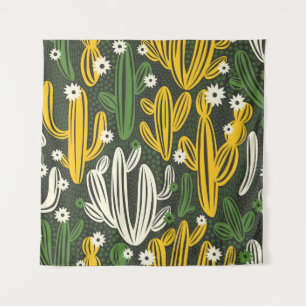 Tenture Arrière - plan noir Cactus Motif Vintage