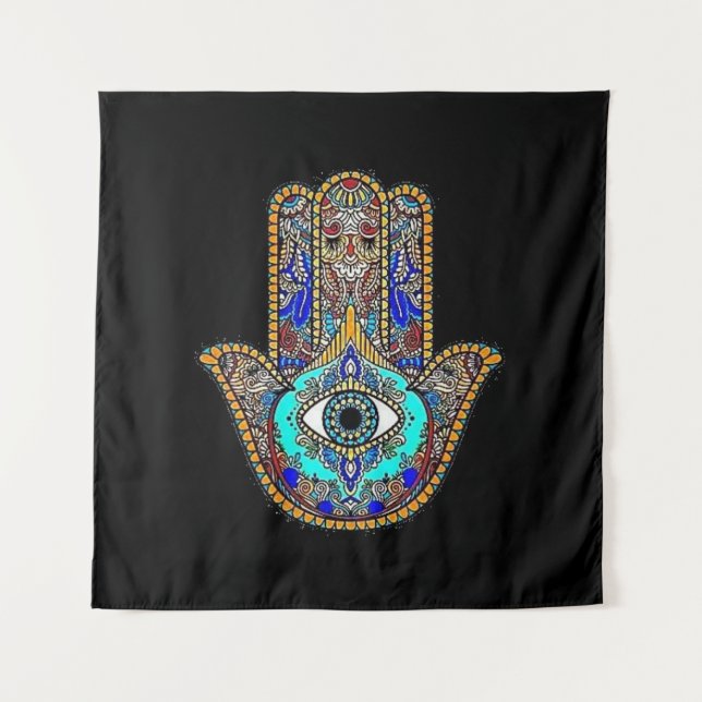 Tenture Arrière-plan noir Hamsa Design (Devant)
