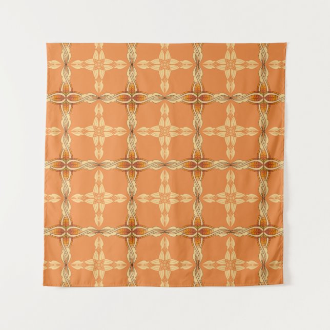 Tenture Arrière - plan orange avec tribe répétée abstracta (Devant)