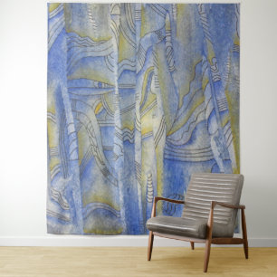 Tenture Arrière rythmes aquarelle ligne art