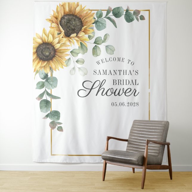 Tenture Arroseur Floral Eucalyptus Script Mariage (En situation)