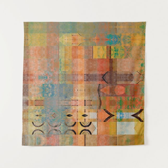 Tenture art abstrait géométrique bandes horizontales motif (Devant)