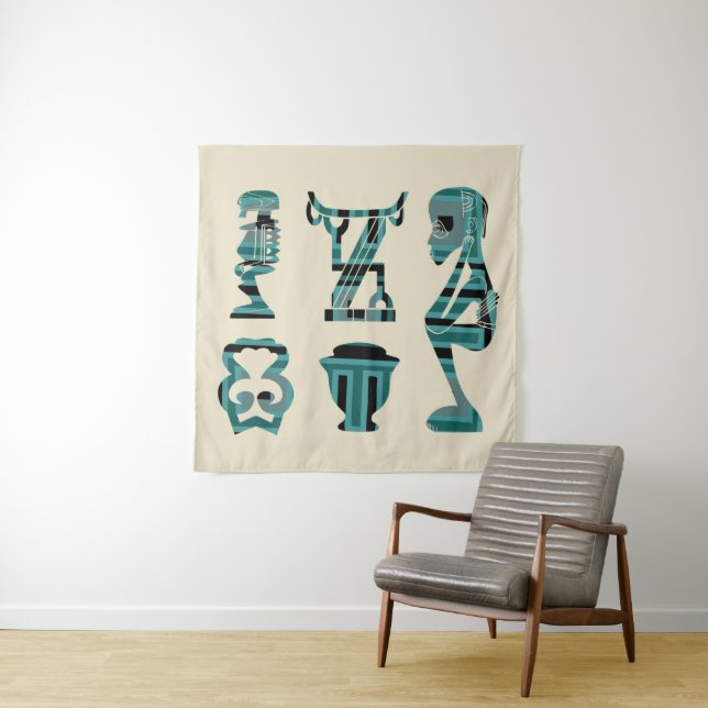 Tenture Art abstrait moderne silhouette africaine (En situation)