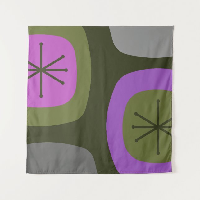 Tenture Art Abstrait Olive Green Pink des années 1950 (Devant)